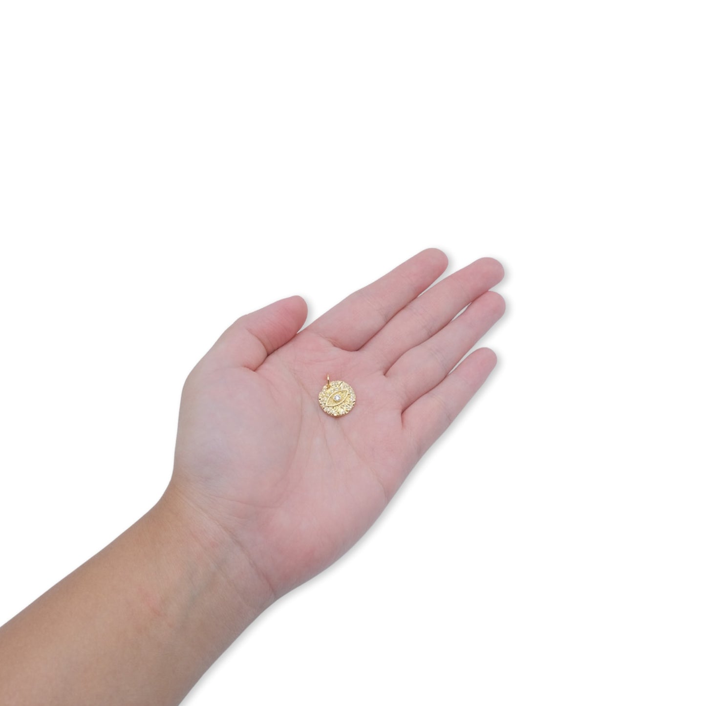 Gold Round Evil Eye Charm 18K Gold Filled