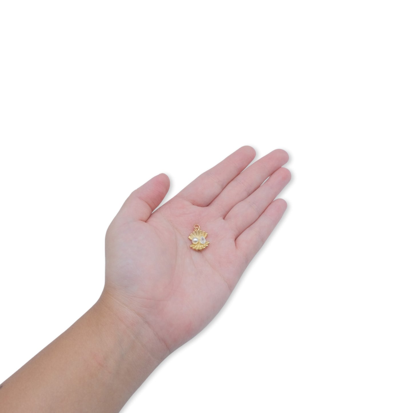 Pearl Jewel Shell Charm 18K Gold Filled / Silver