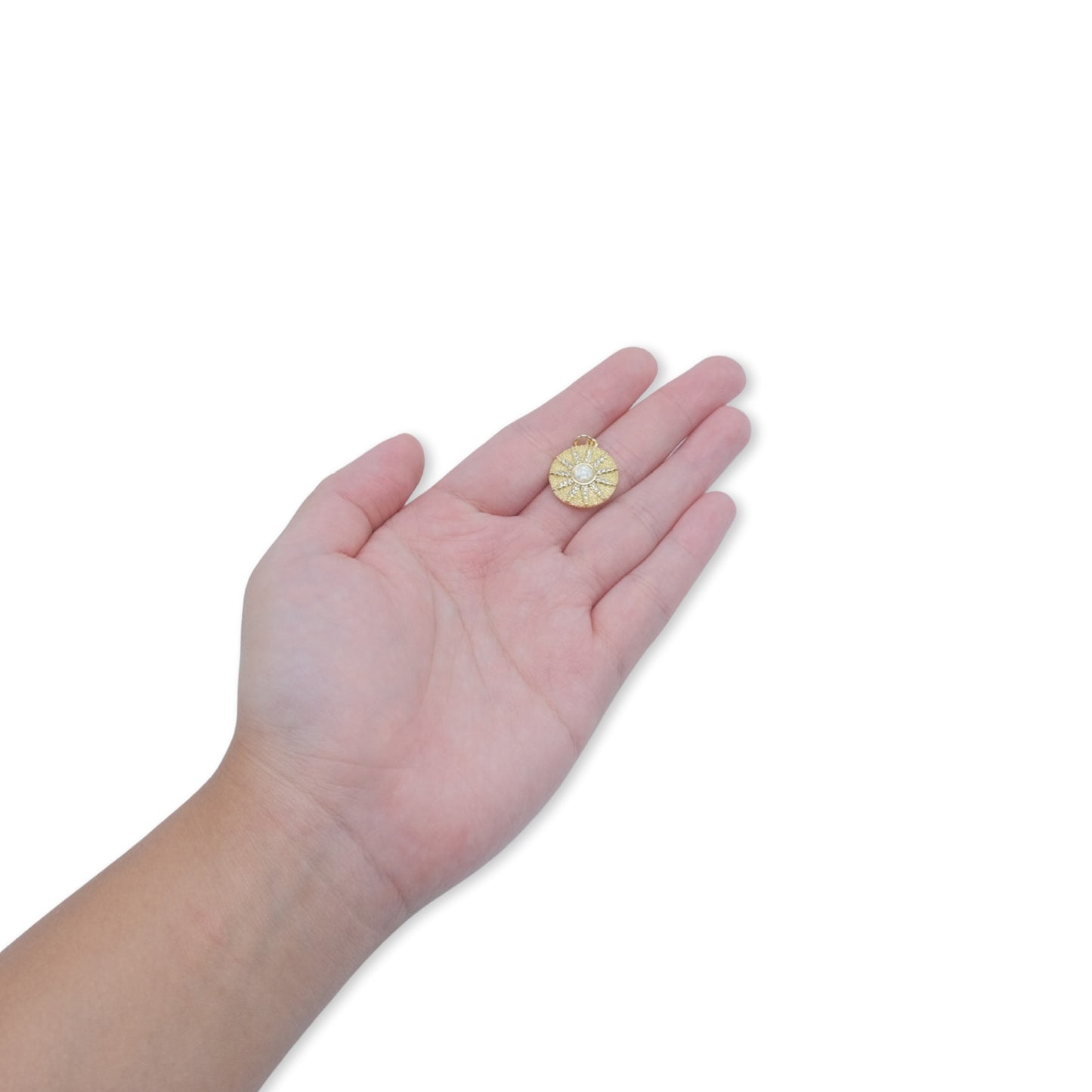 Round Sun with Opal Charm 18K Gold Filled / Silver