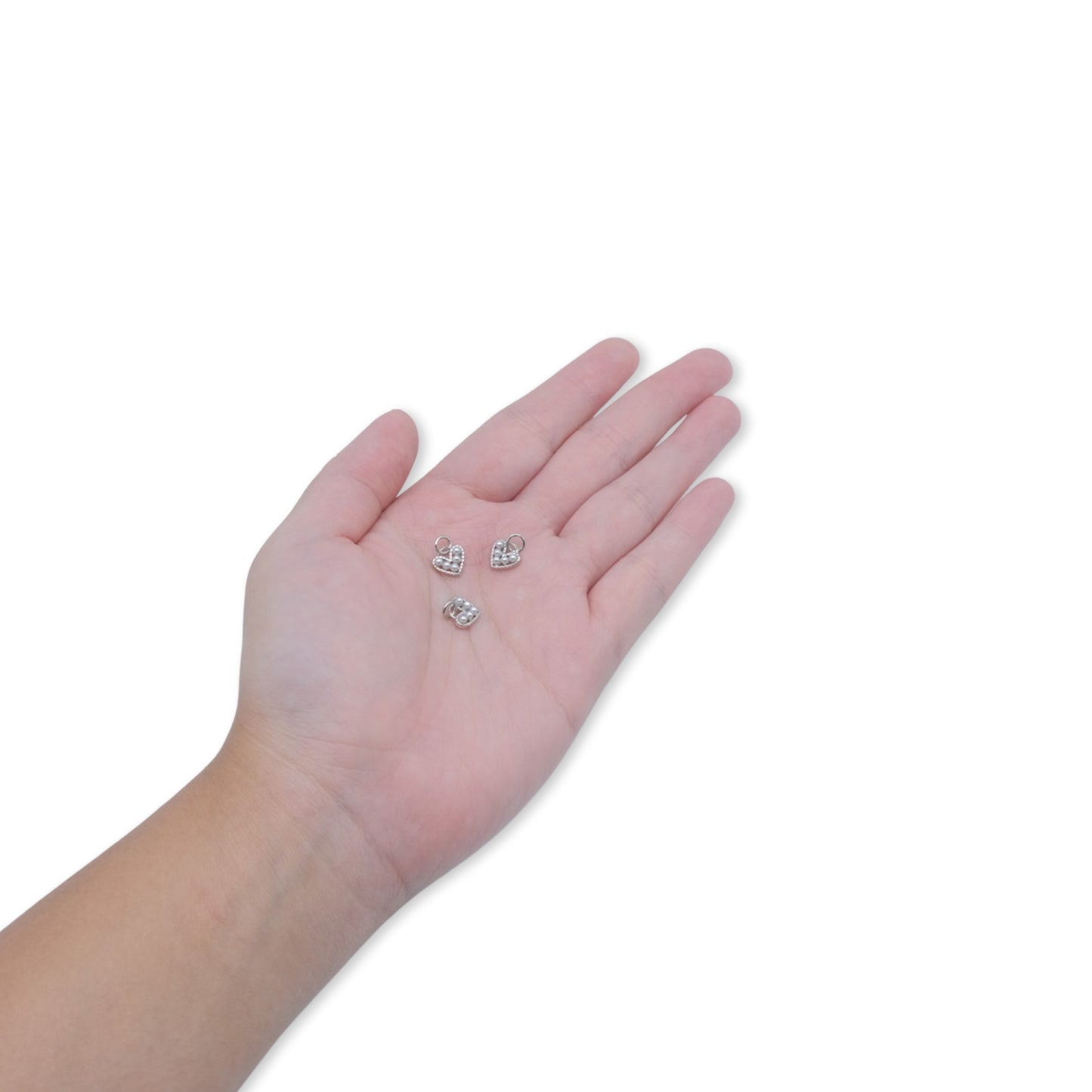 Mini Hearts with Pearls Charm 18K Gold Filled / Silver