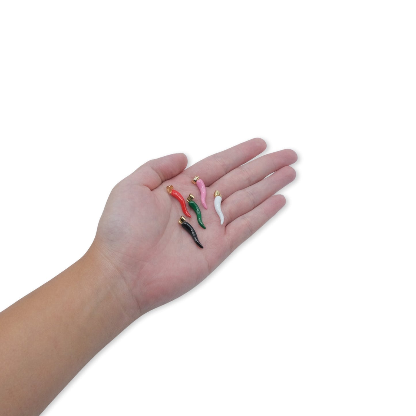 Large Chili Enamel Charm / Italian Horn 18K Gold Filled