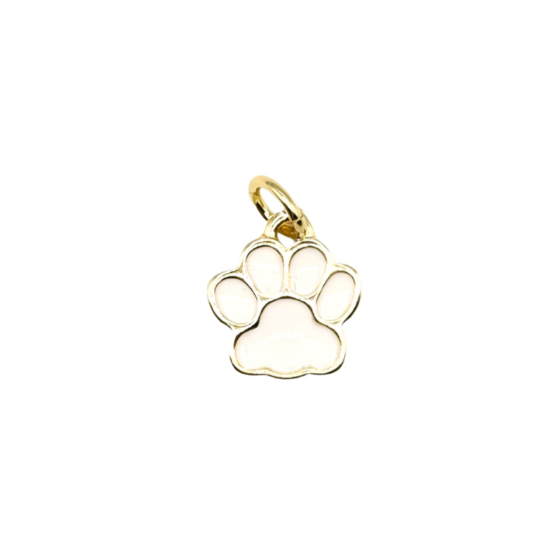 White Paw Print Charm 18K Gold Filled