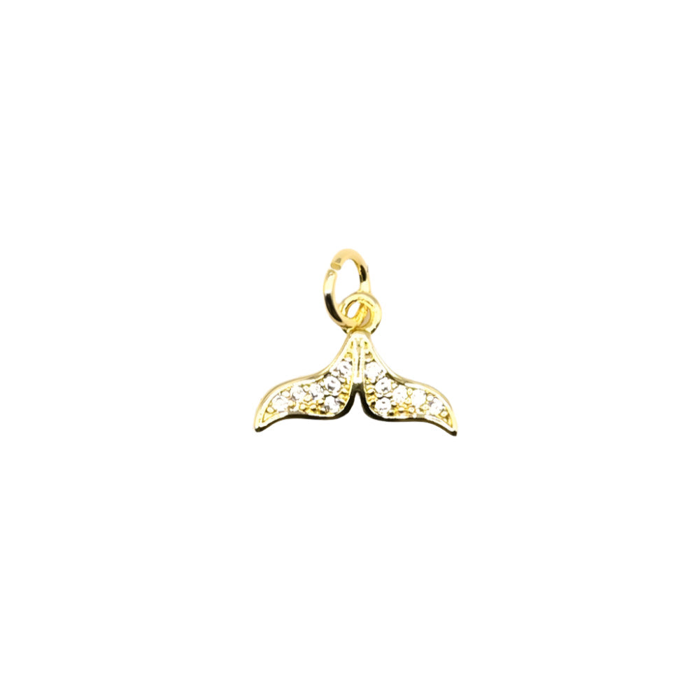 Whale Tail Studded Charm 18K Gold Filled
