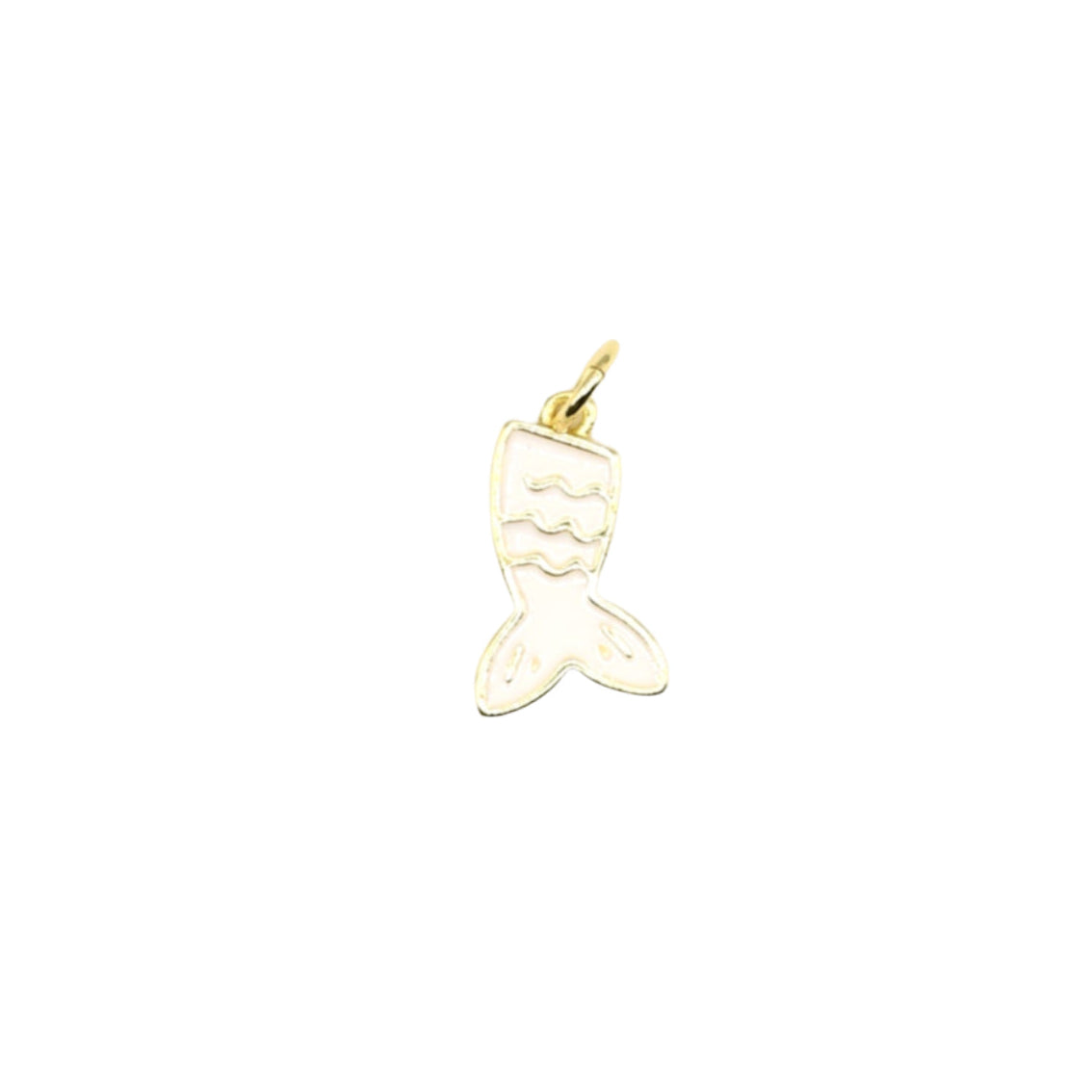Mermaid Tail White Enamel Charm 18K Gold Filled