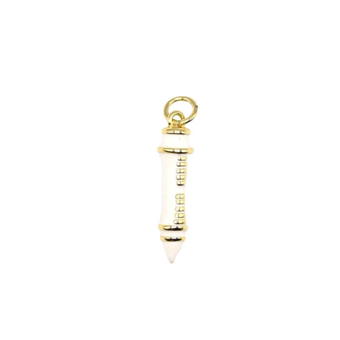 Syringe White Enamel Charm 18K Gold Filled