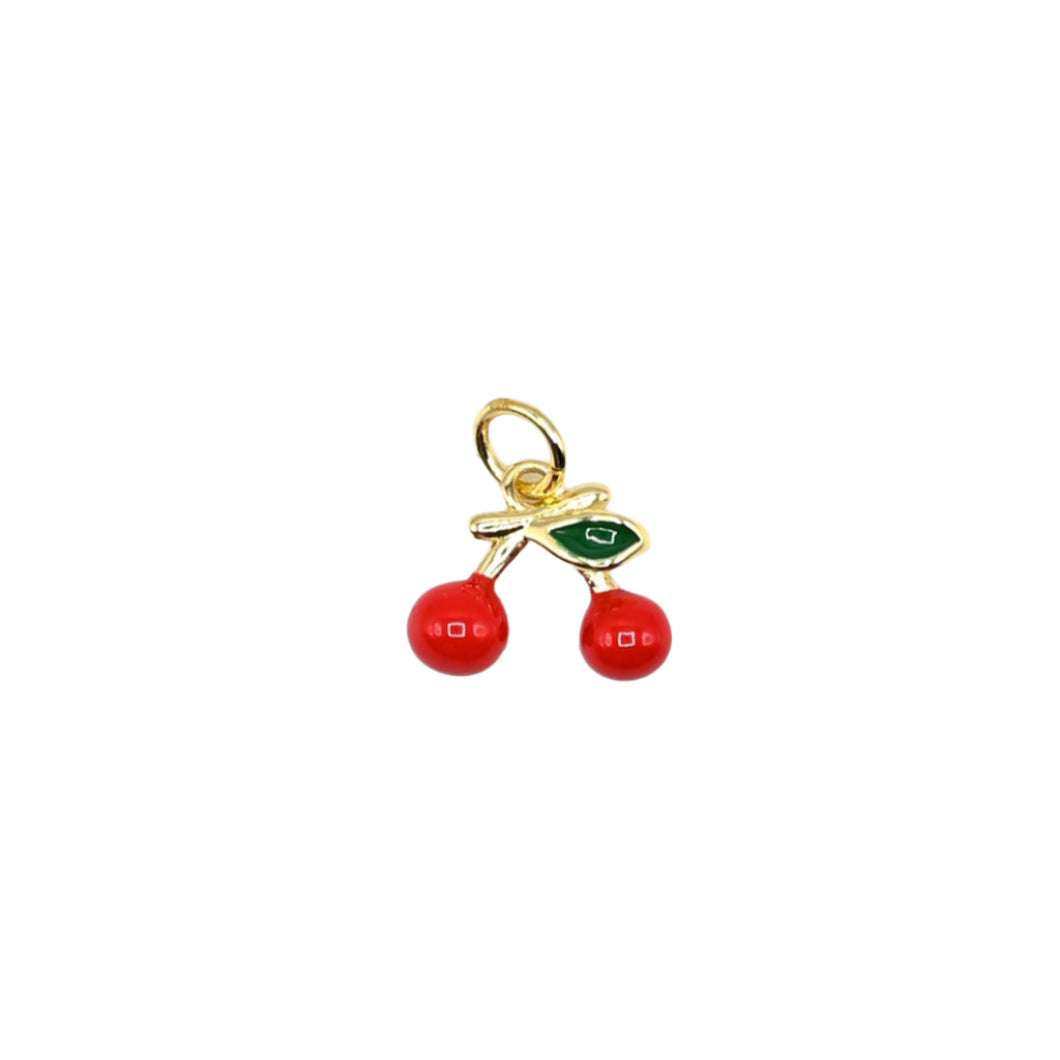 Cherry Enamel Charm 18K Gold Filled