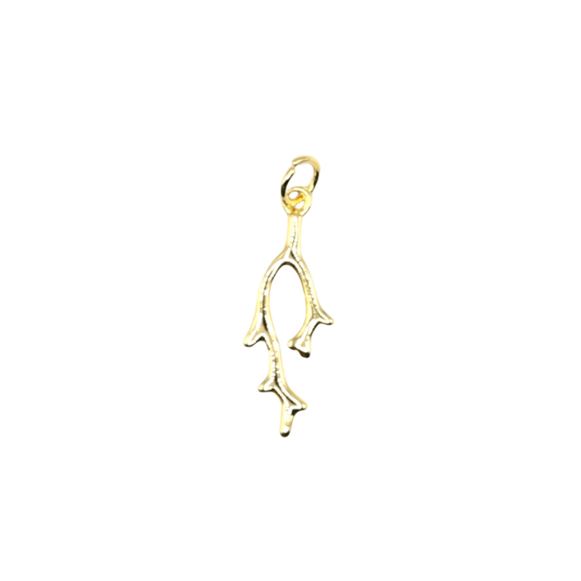 Branch Wishbone Charm 18K Gold Filled