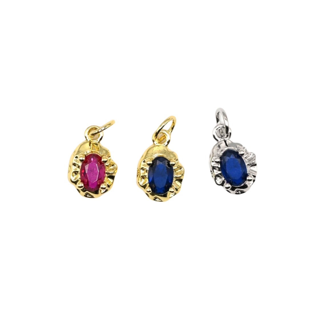 Small Gemstone Oval Charm 18K Gold Filled