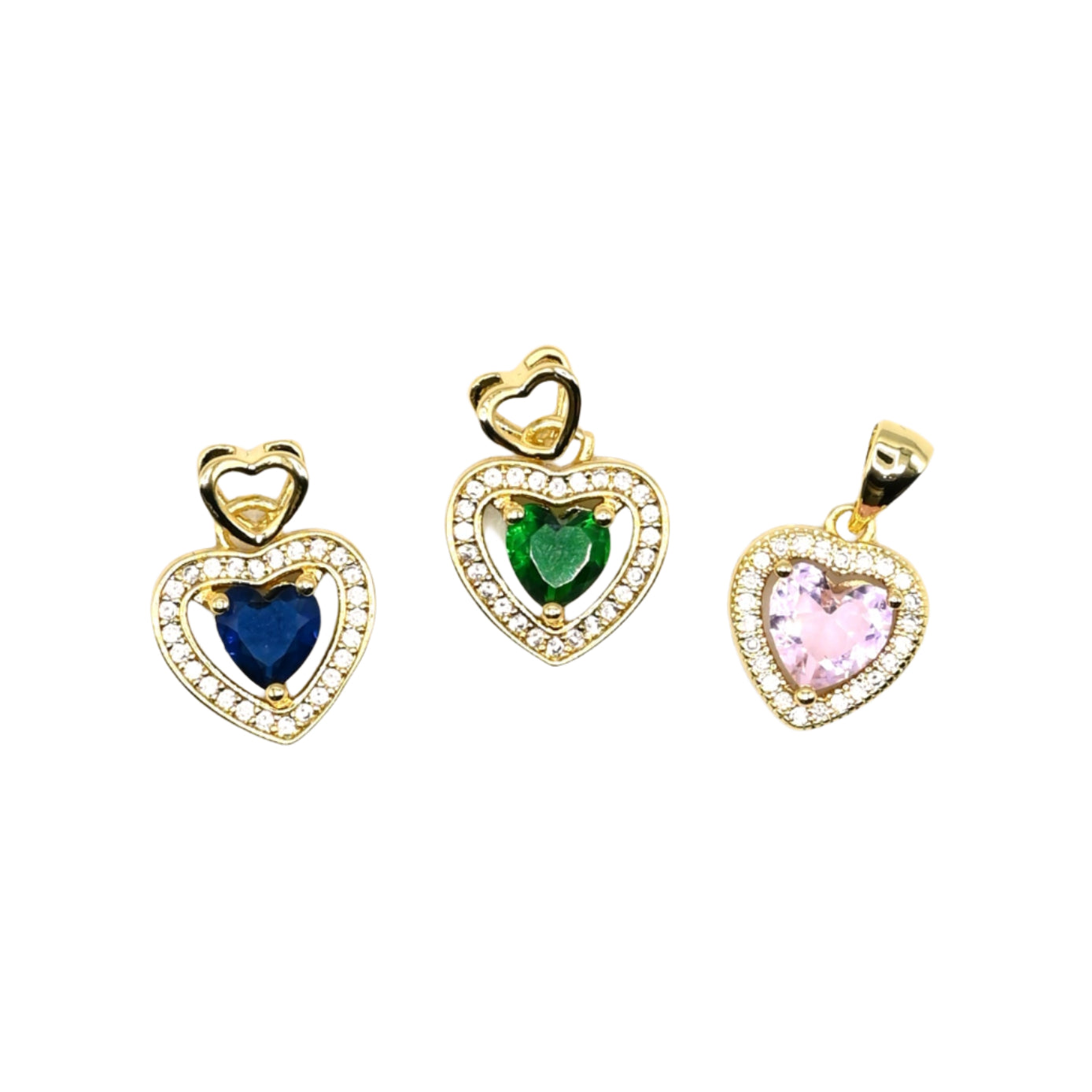 Heart Faceted Gemstone Charm 18K Gold Filled