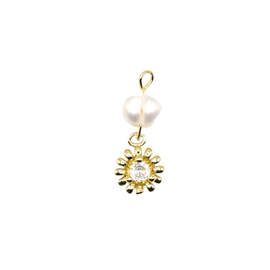 Sunburst Fresh Water Pearl Charm 18K Gold Filled