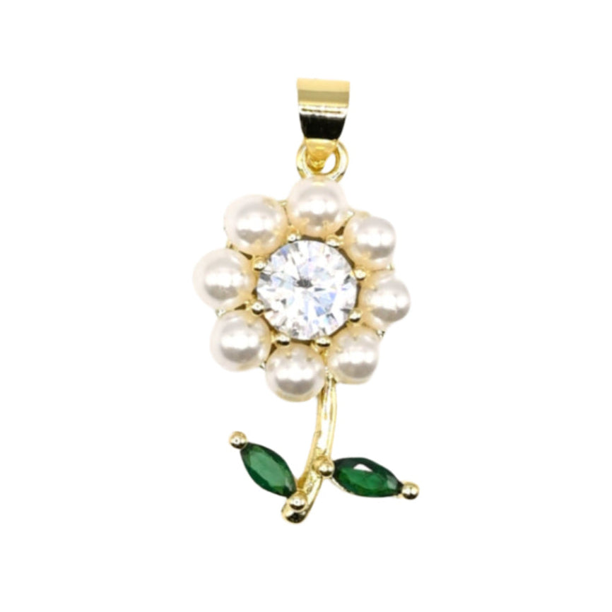 Pearl Daisy Charm Gold 18K Gold Filled