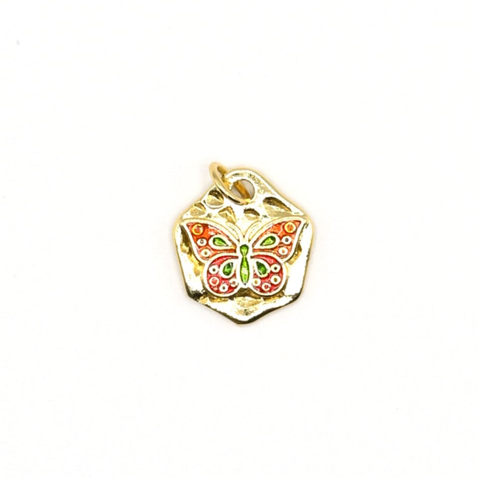 Red and Green Butterfly Charm 18K Gold Filled