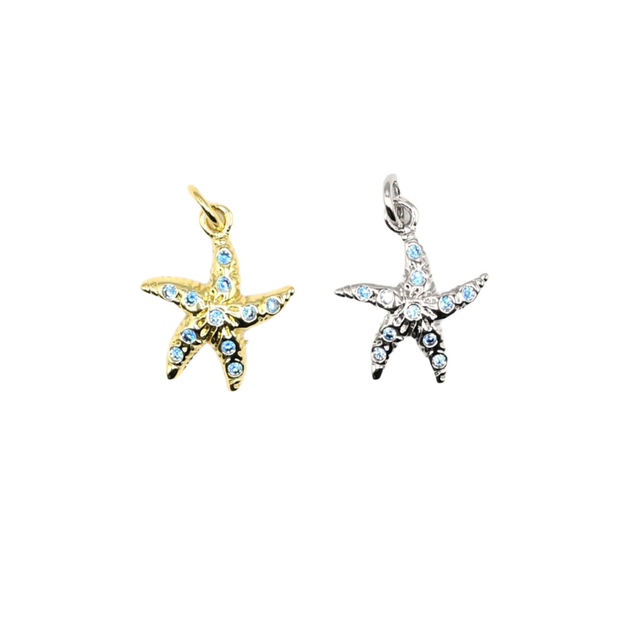 Starfish with Blue Stones Charm 18K Gold Filled / Silver