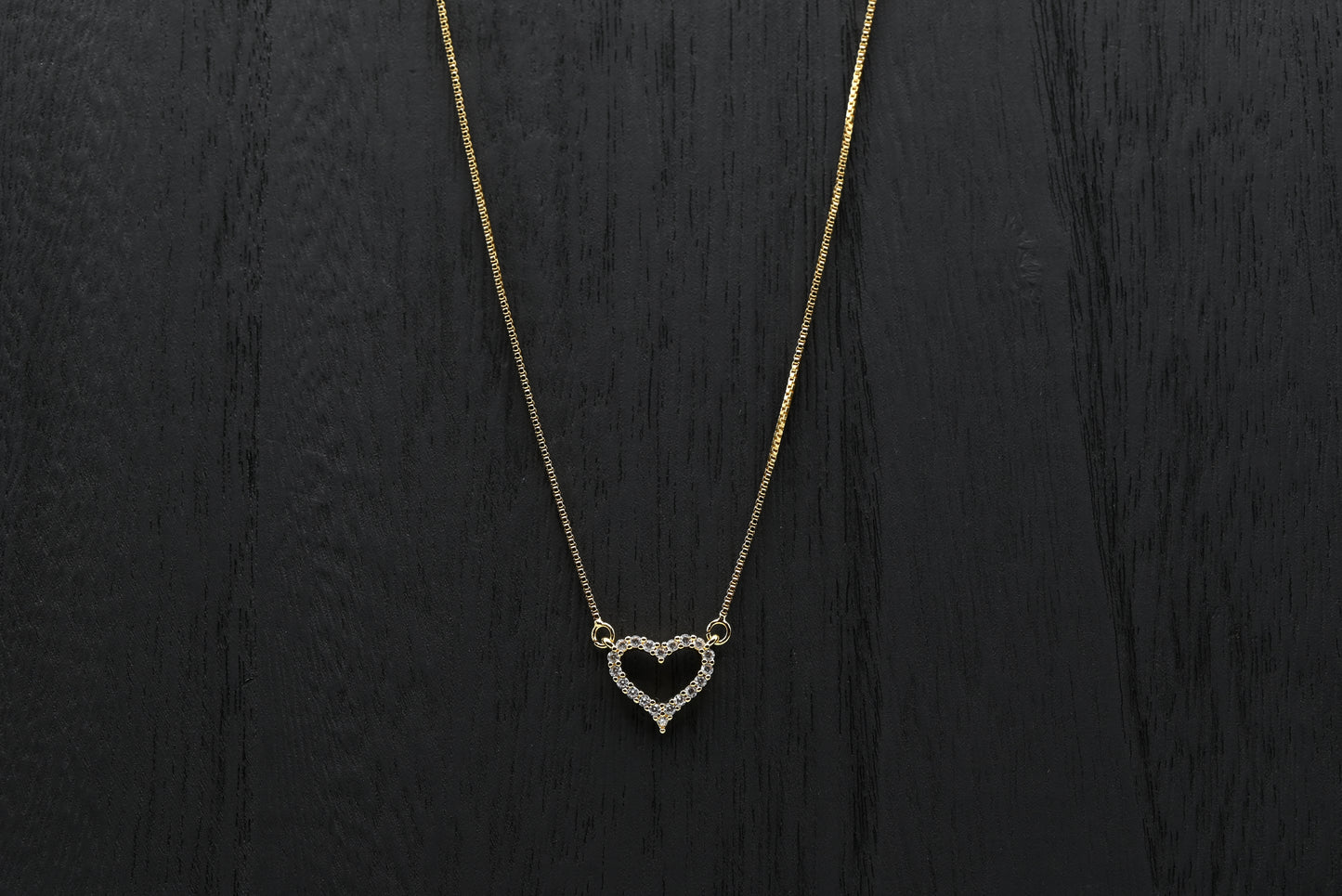 Studded Open Heart Pendant Necklace