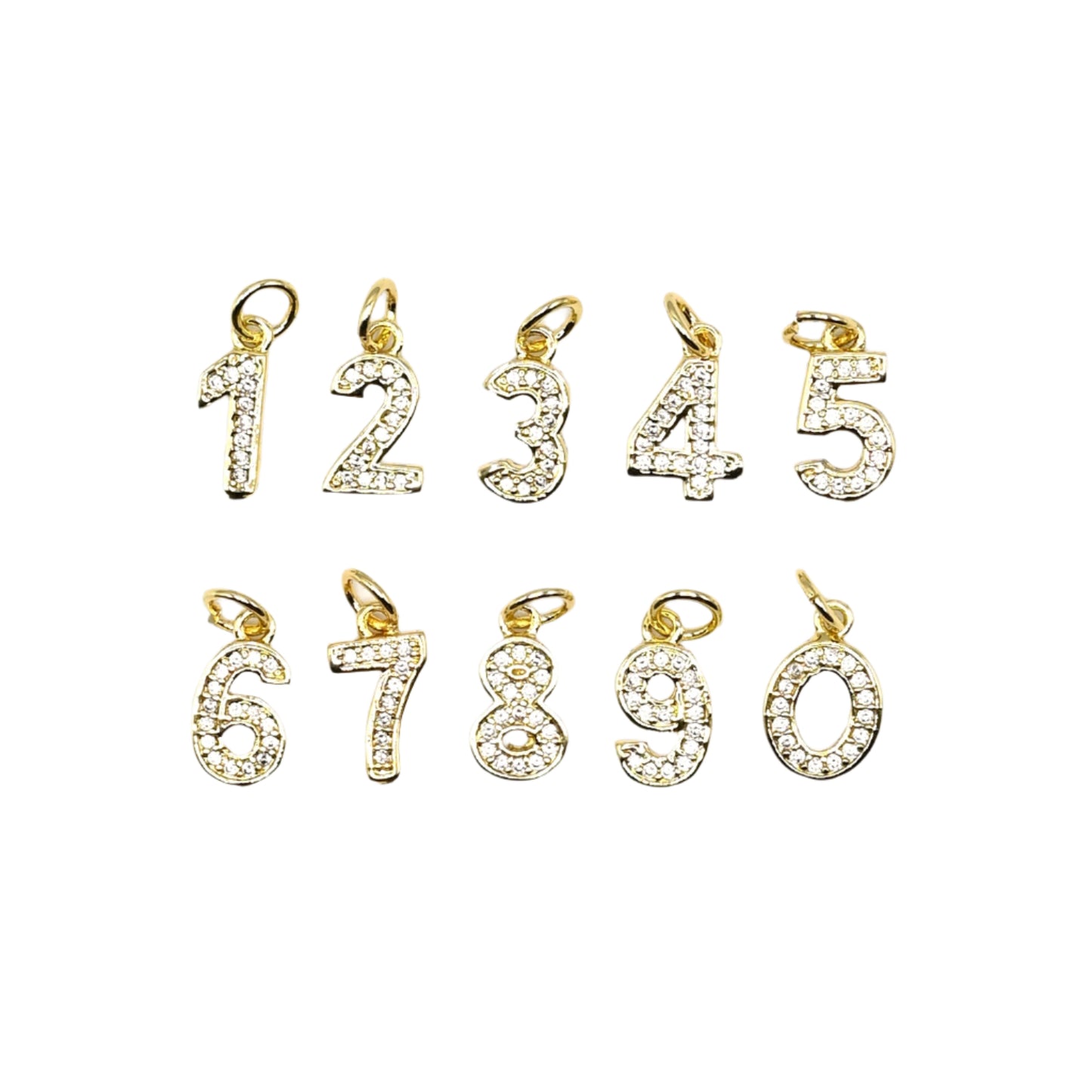 Number Studded Charm 18K Gold Filled