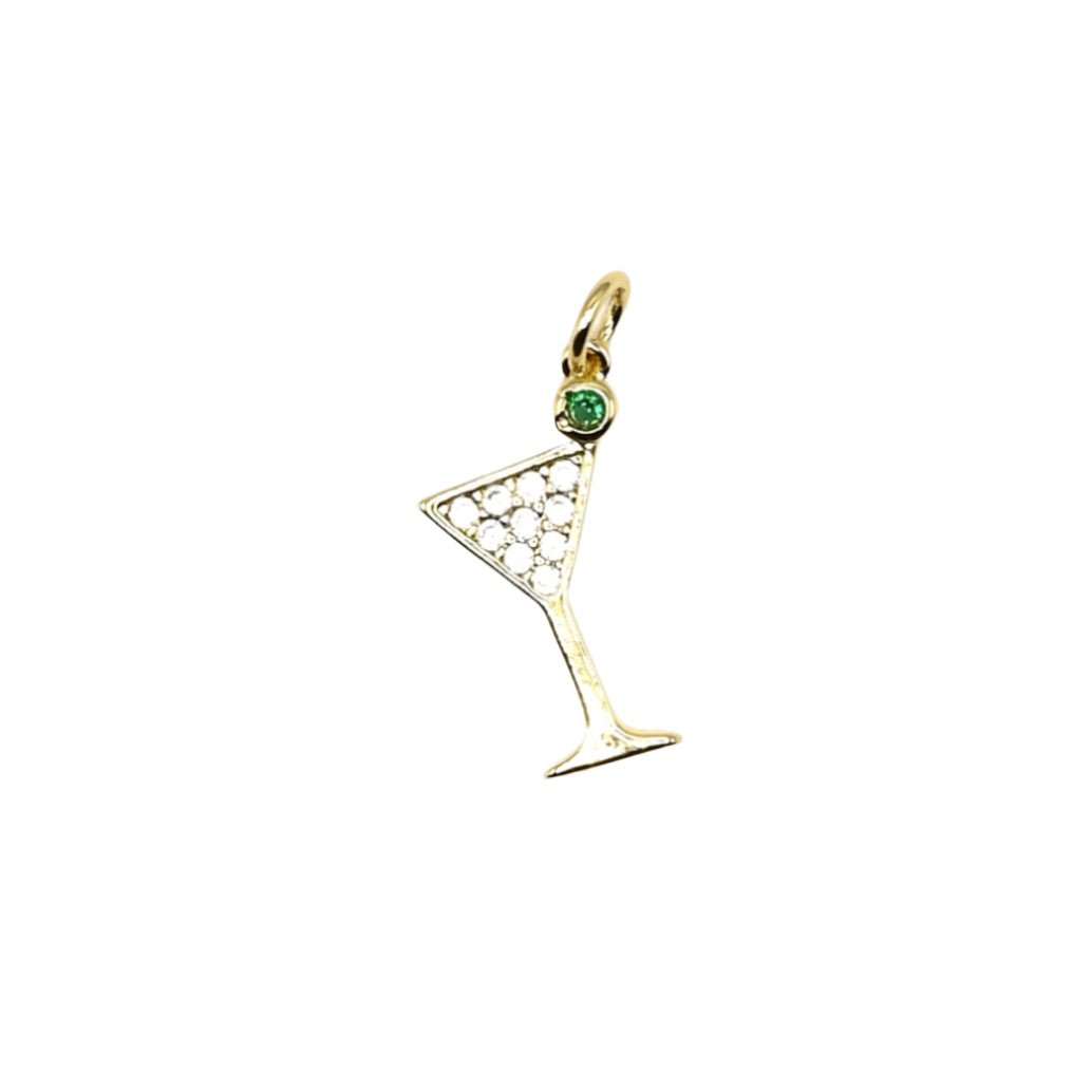Studded Martini Glass Charm 18K Gold Filled