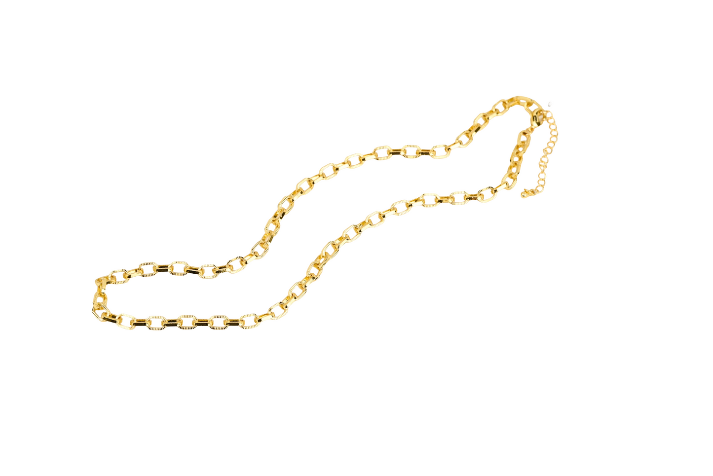 Textured Square Paperclip Chain Chain Necklace 18K Gold Filled