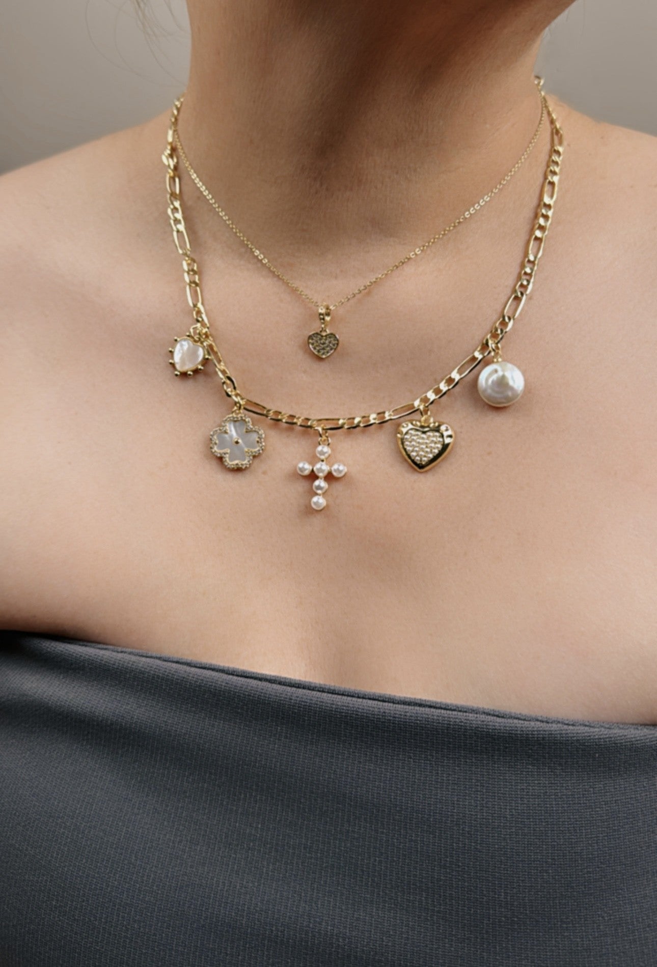 Mother of Pearl Heart with Spikes Charm