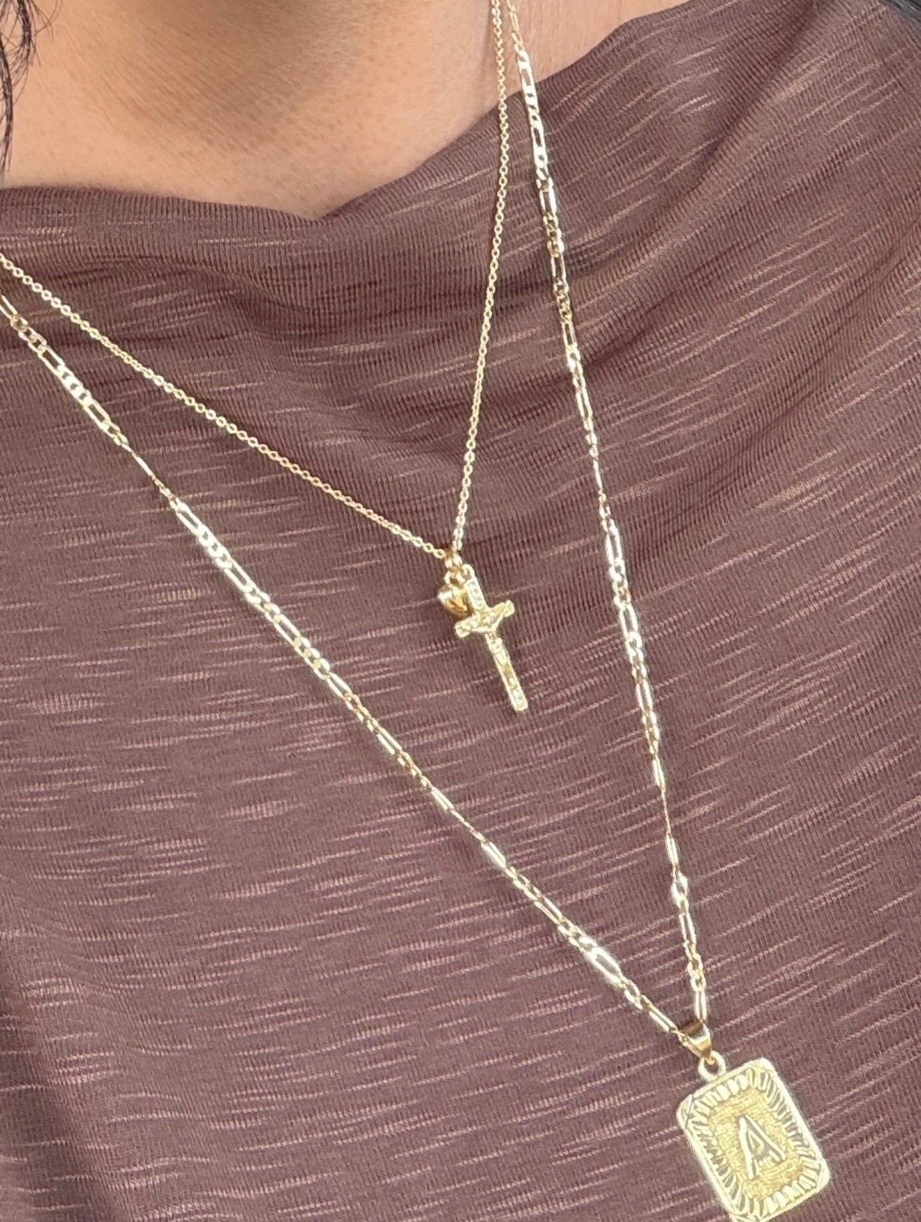 Crystal Crucifix Charm Pendant 18K Gold Filled / Silver