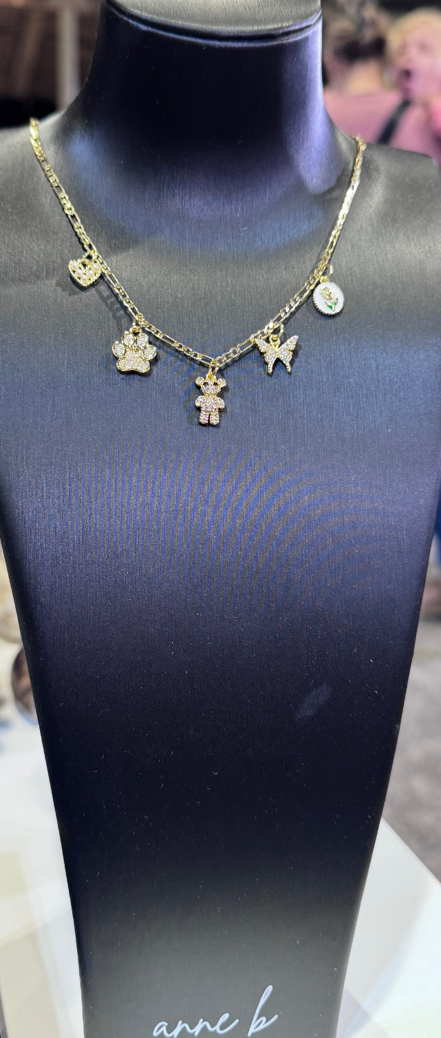 Paw Feet Studded Charm 18K Gold Filled / Silver