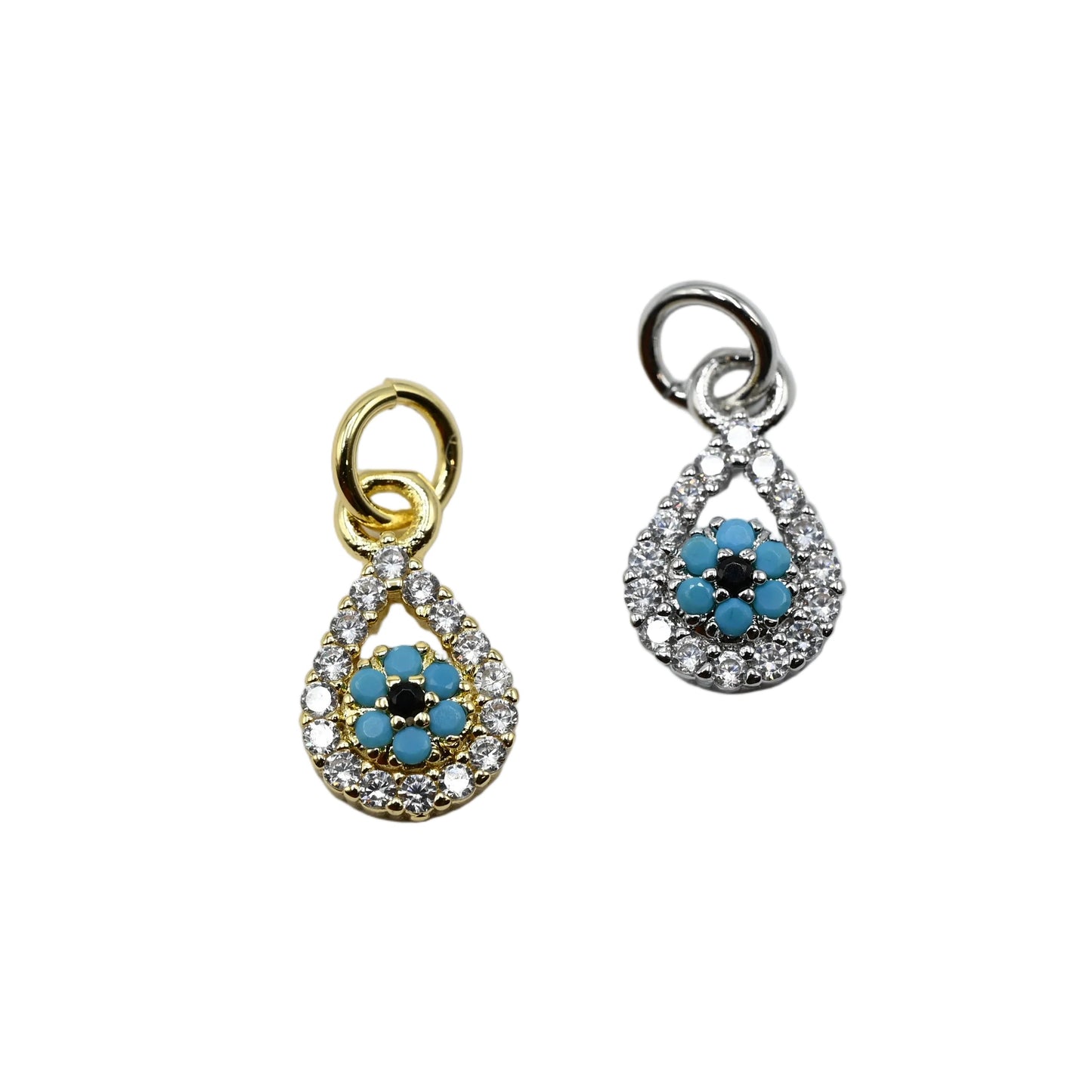 Evil Eye Tear Drop Charm Pendant 18K Gold filled / Silver