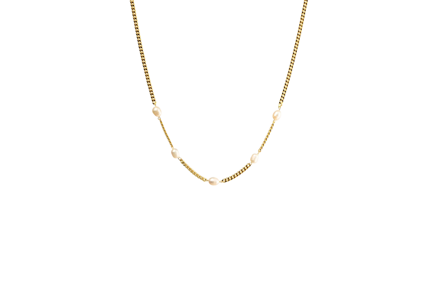 Cuban Small Link with Pearls Necklace | 18K Gold-Filled