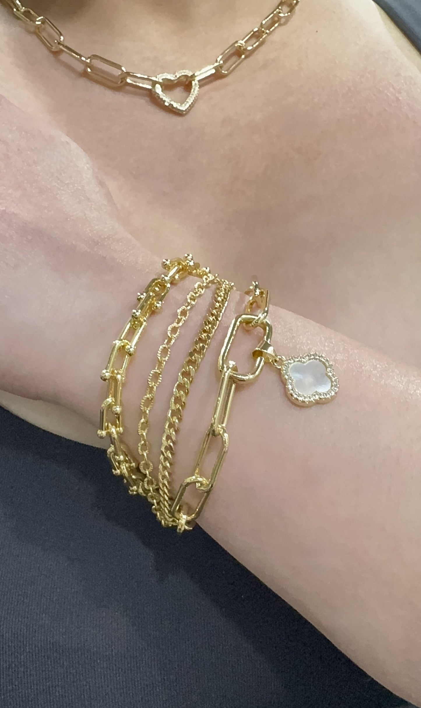 Classic Oval Lined Link Bracelet 18K Gold Filled / Silver
