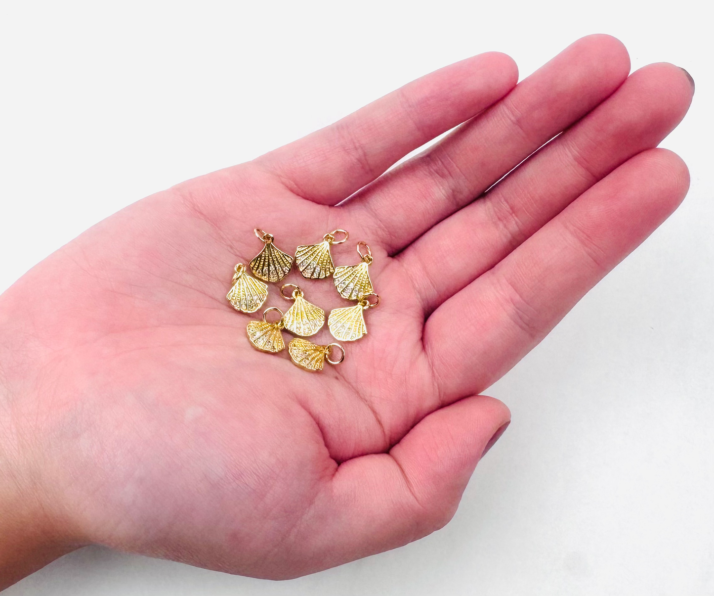 Mini Sea Shell Studded Gold Charm 18K Gold Filled