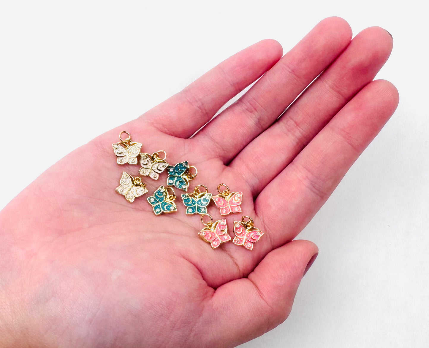 Mini Coloured Butterfly Charm 18K Gold Filled