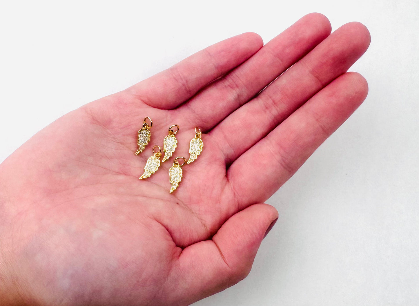 Broken Heart Wing Studded Charm 18K Gold Filled