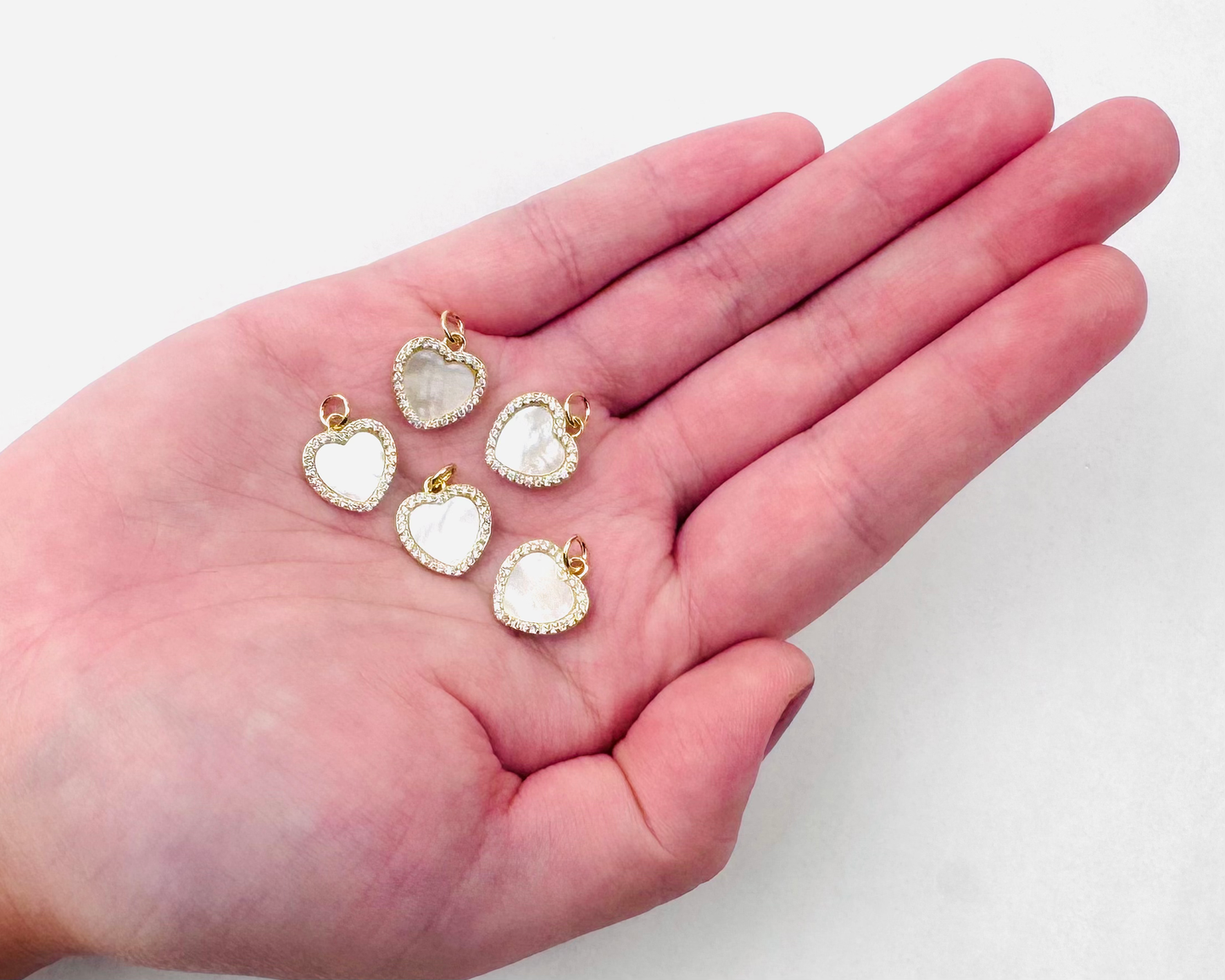 Mother of Pearl Heart with Studs Charm