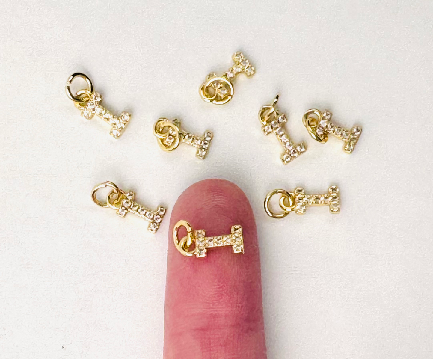 Small Flat Letter With Studs Charm 18K Gold Filled / Silver
