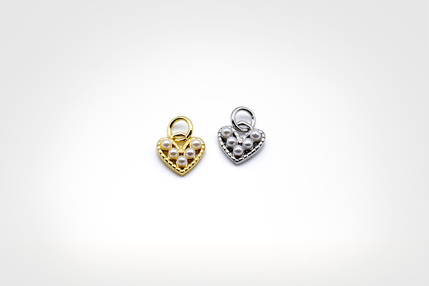 Mini Hearts with Pearls Charm 18K Gold Filled / Silver