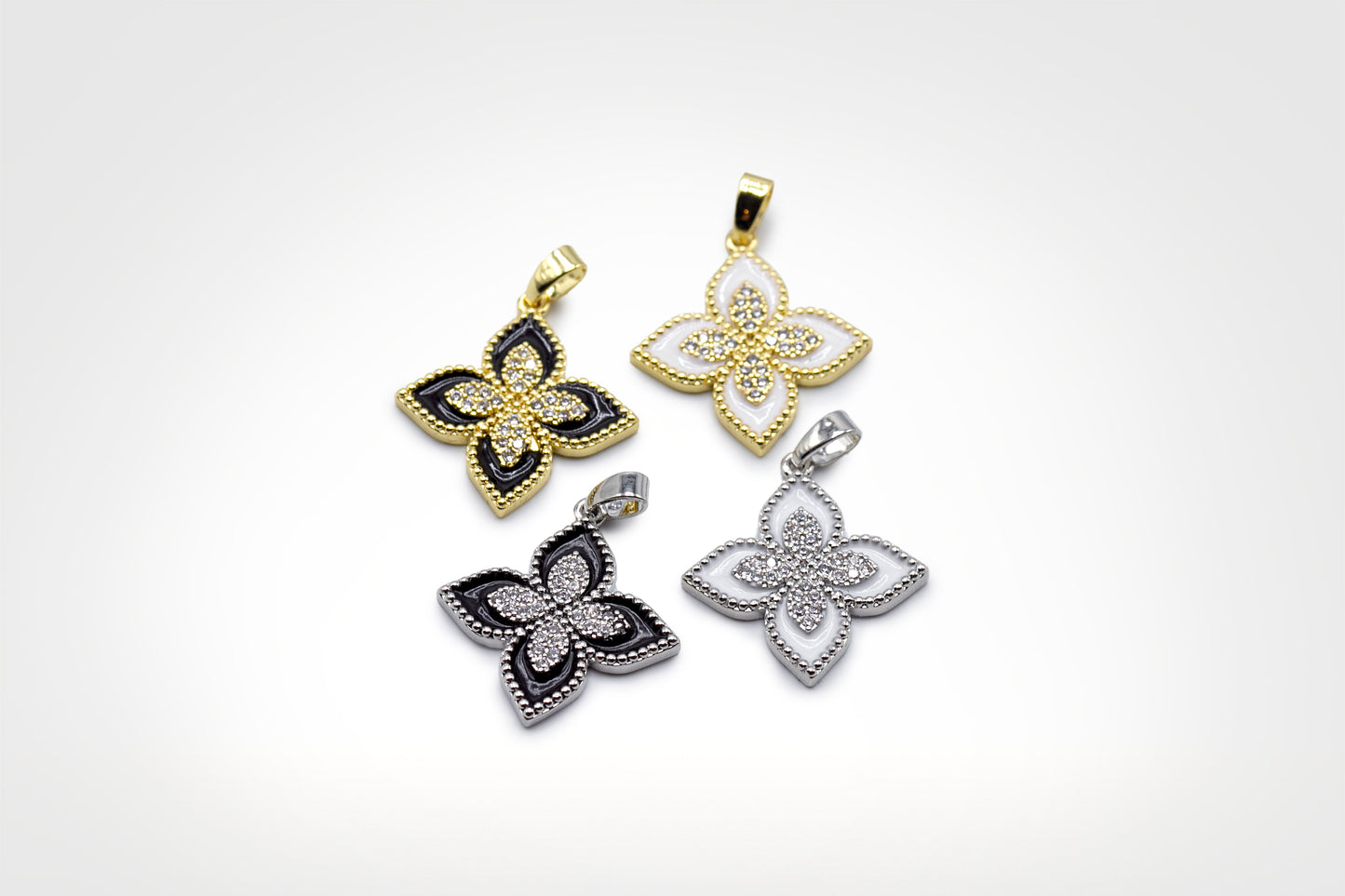Four Leaf Clover with Studs 18K Gold Filled / Silver