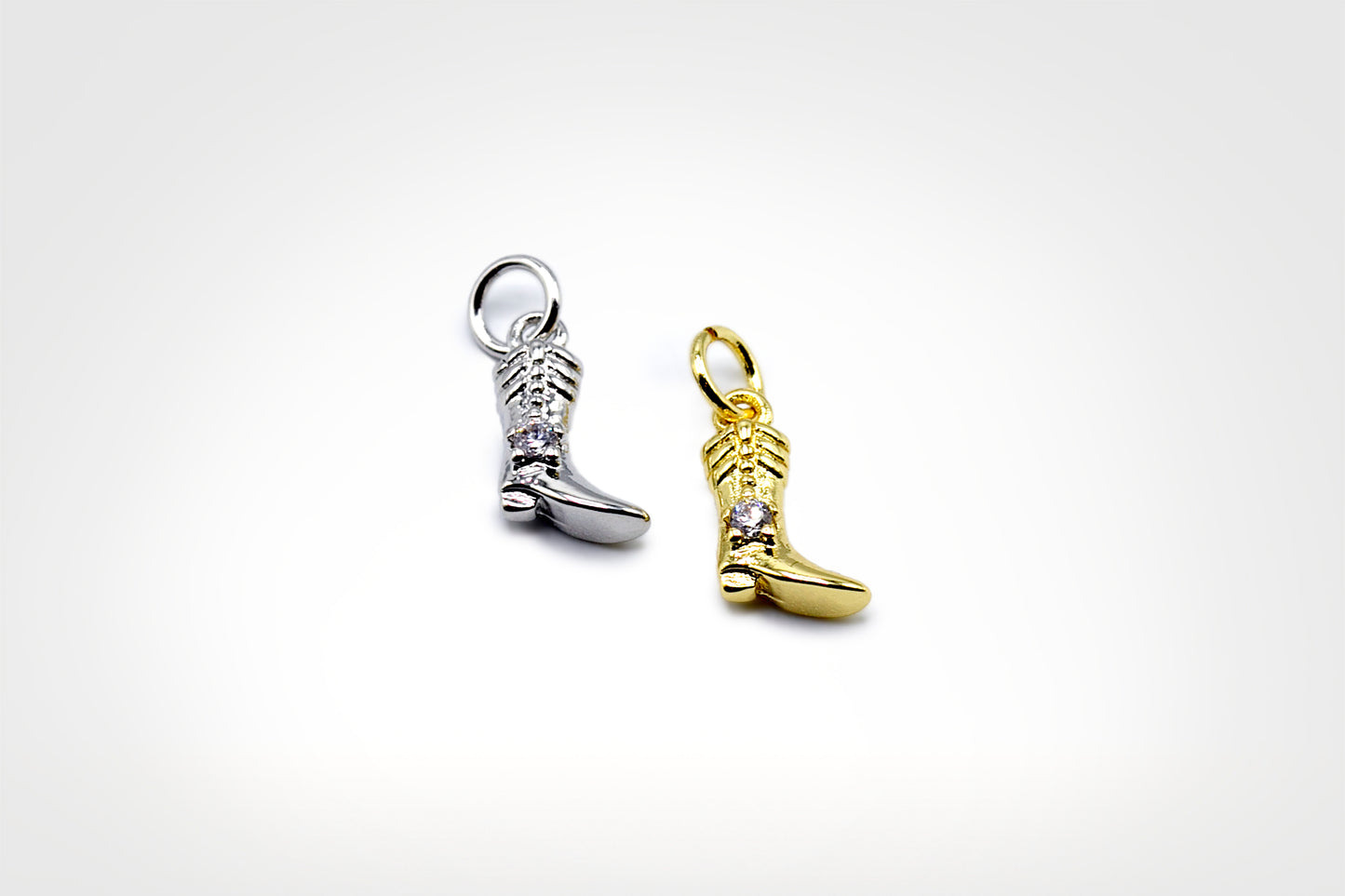 Mini Cowboy Boot with Stud Charm 18K Gold Filled / Silver