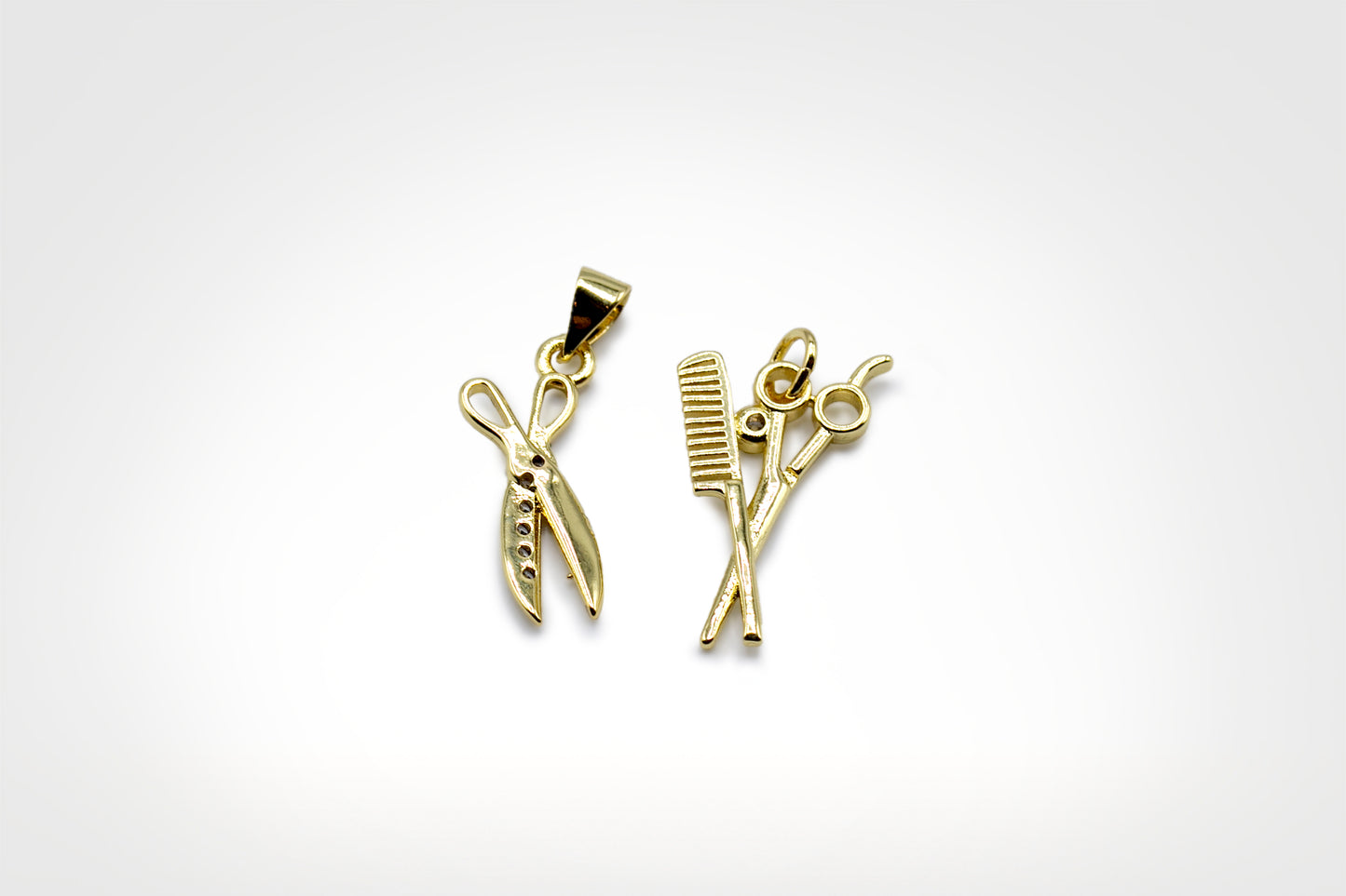 Scissor Charm / Scissor and Comb Charm 18K Gold Filled