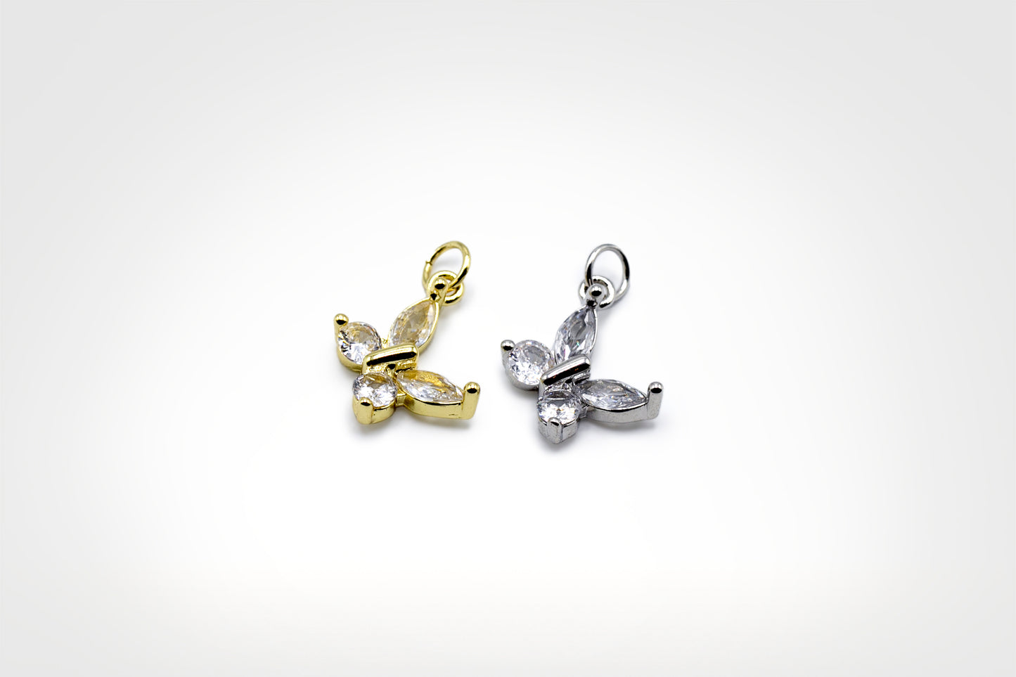 Butterfly with Diamonds Charm 18K Gold Filled / Silver