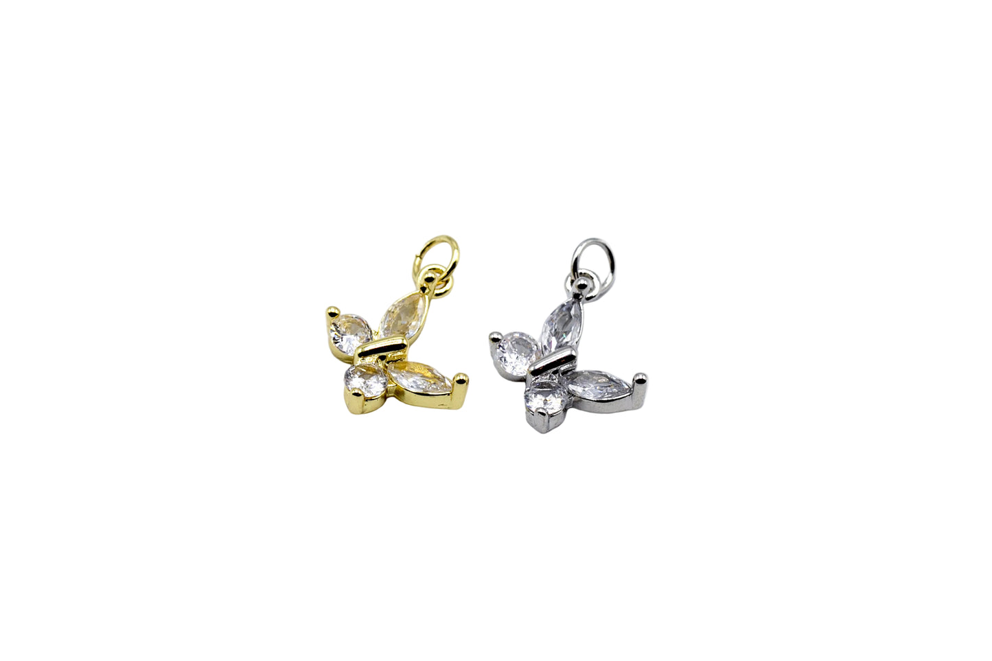 Butterfly with Diamonds Charm 18K Gold Filled / Silver