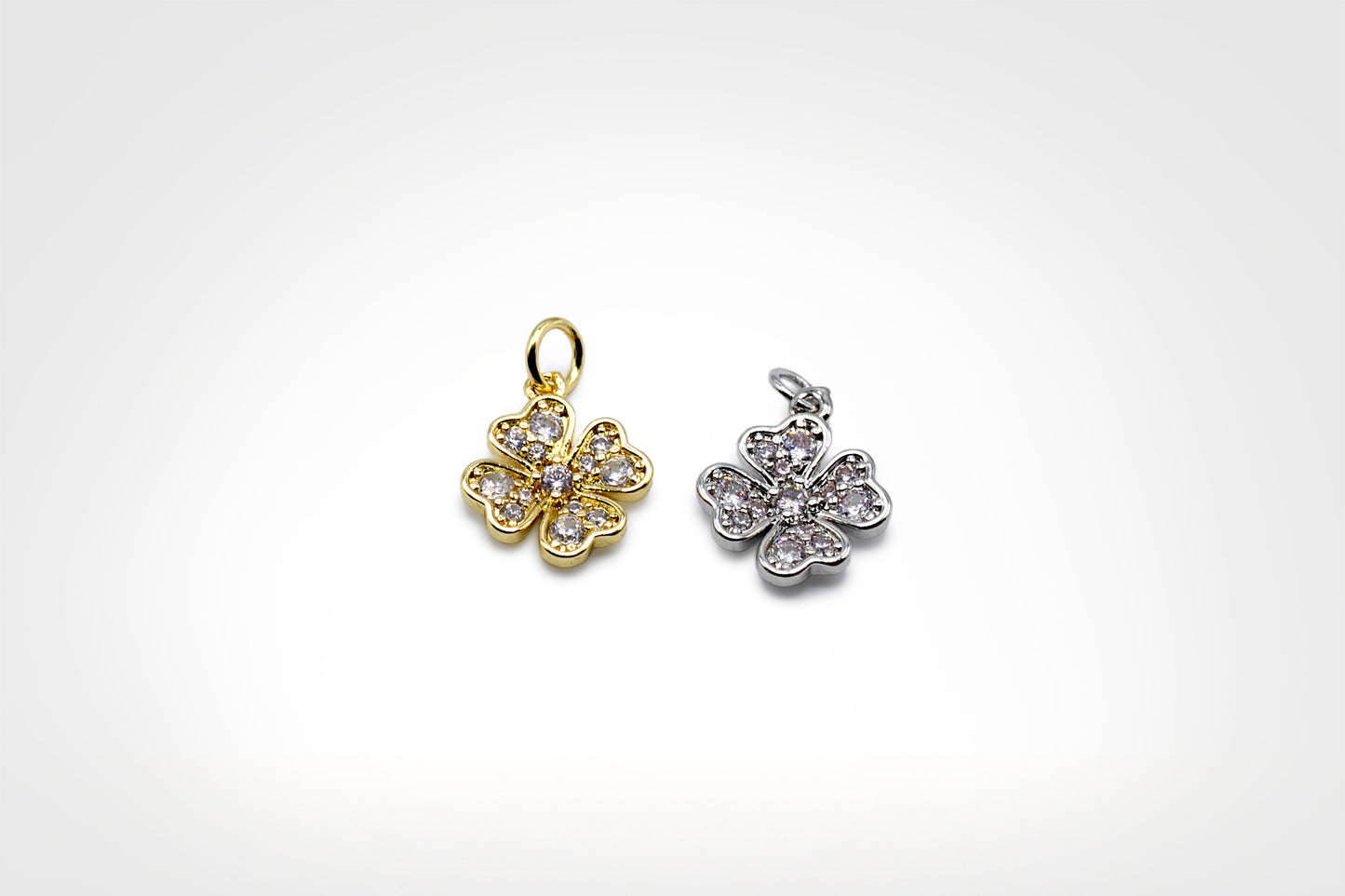 Clover With Studs Charm 18K Gold Filled / Silver