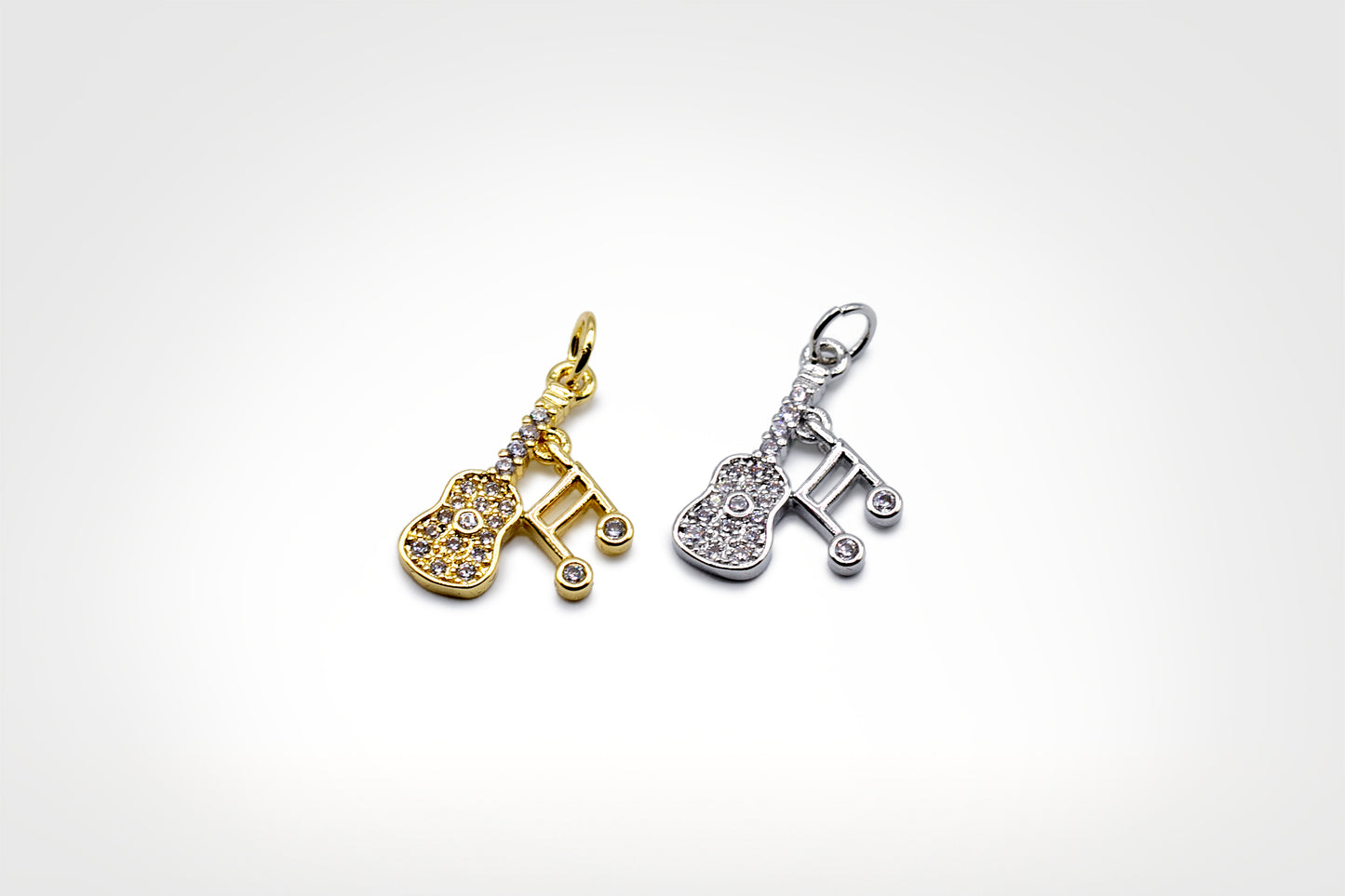 Guitar and Music Note Charm 18K Gold Filled / Silver