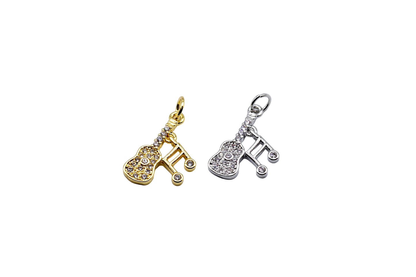 Guitar and Music Note Charm 18K Gold Filled / Silver
