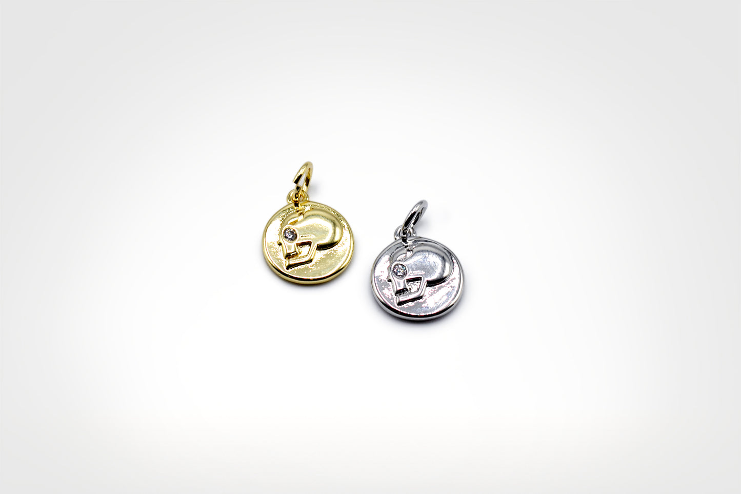 Round Skull Charm 18K Gold Filled / Silver