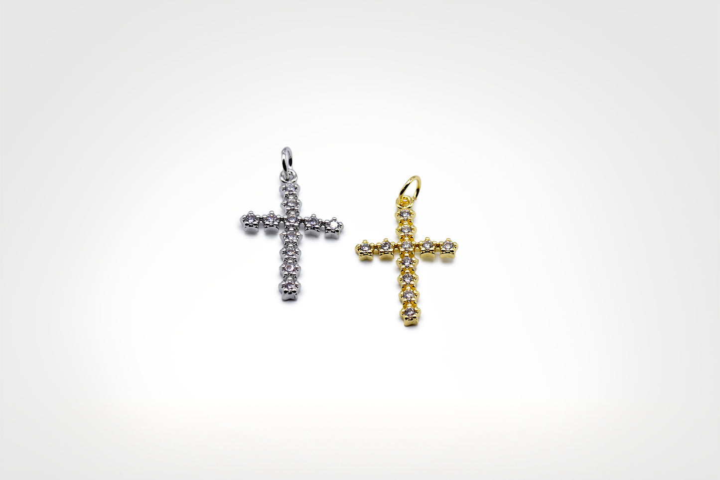 Studded Cross Charm 18K Gold Filled / Silver