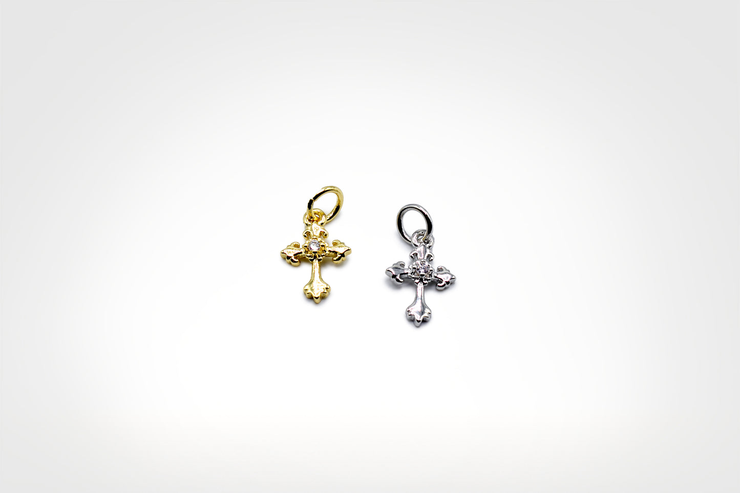 Small Cross with Stud Charm 18K Gold Filled / Silver