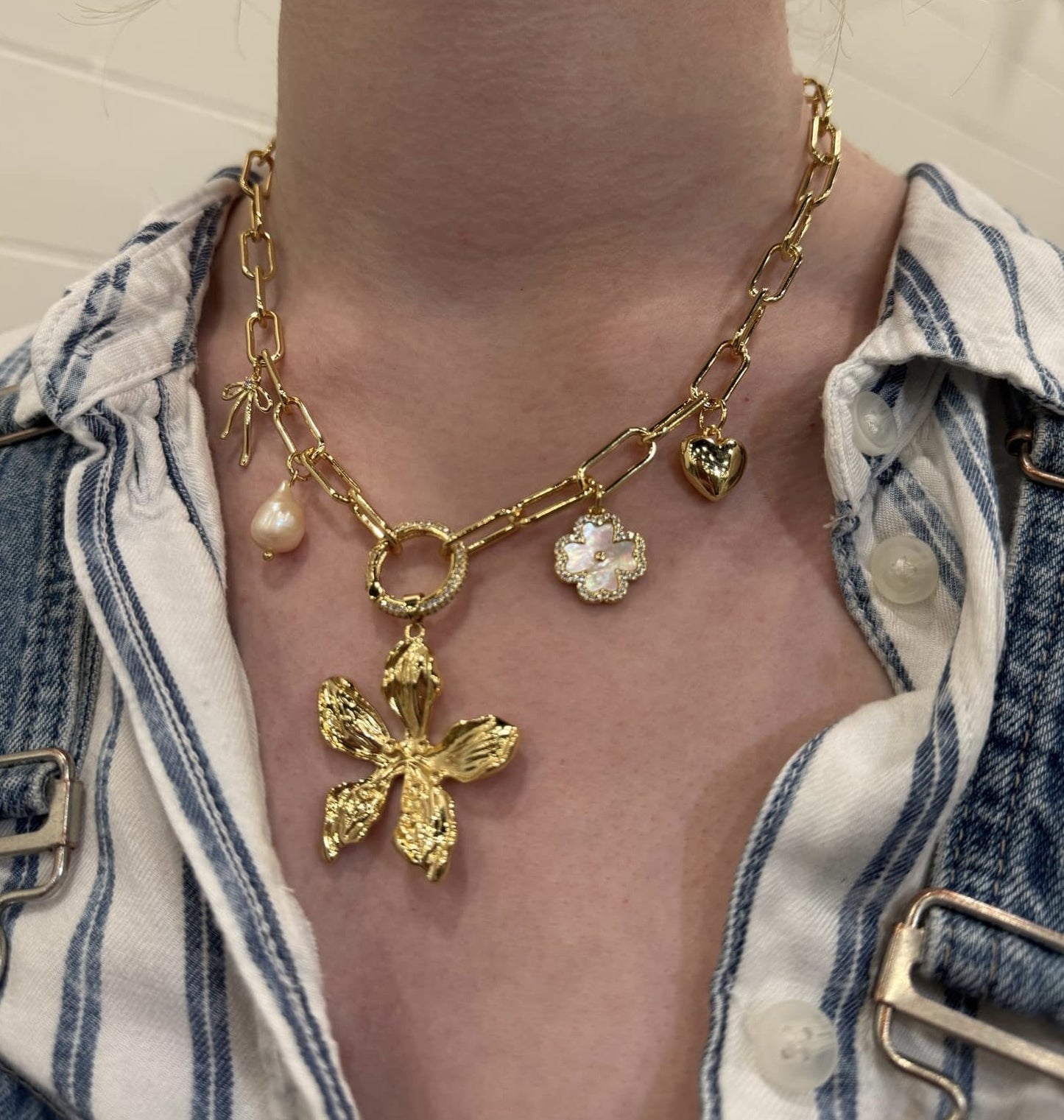 Bold Orchid Blossom Pendant 18K Gold Filled / Silver