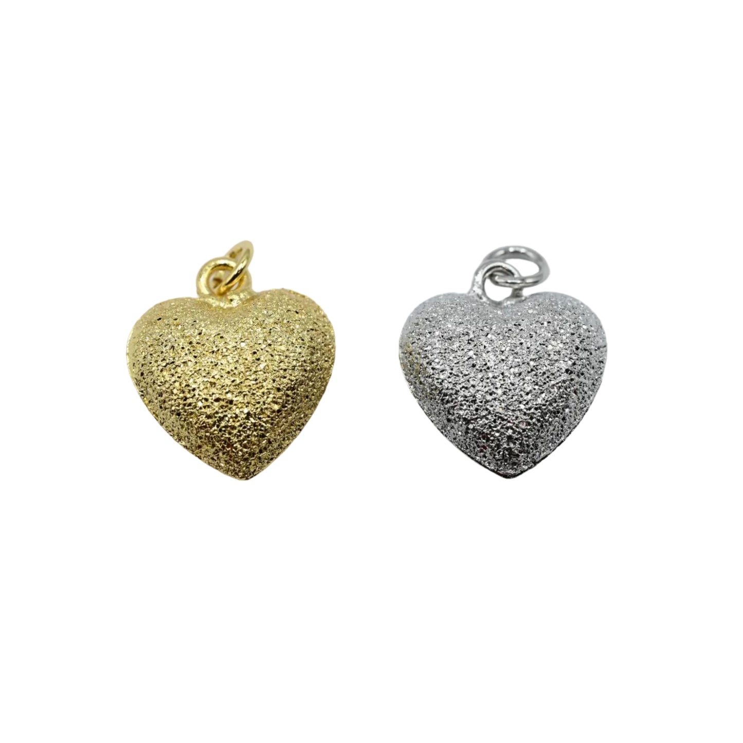 Textured Heart Matte Charm Pendant 18K Gold Filled / Silver