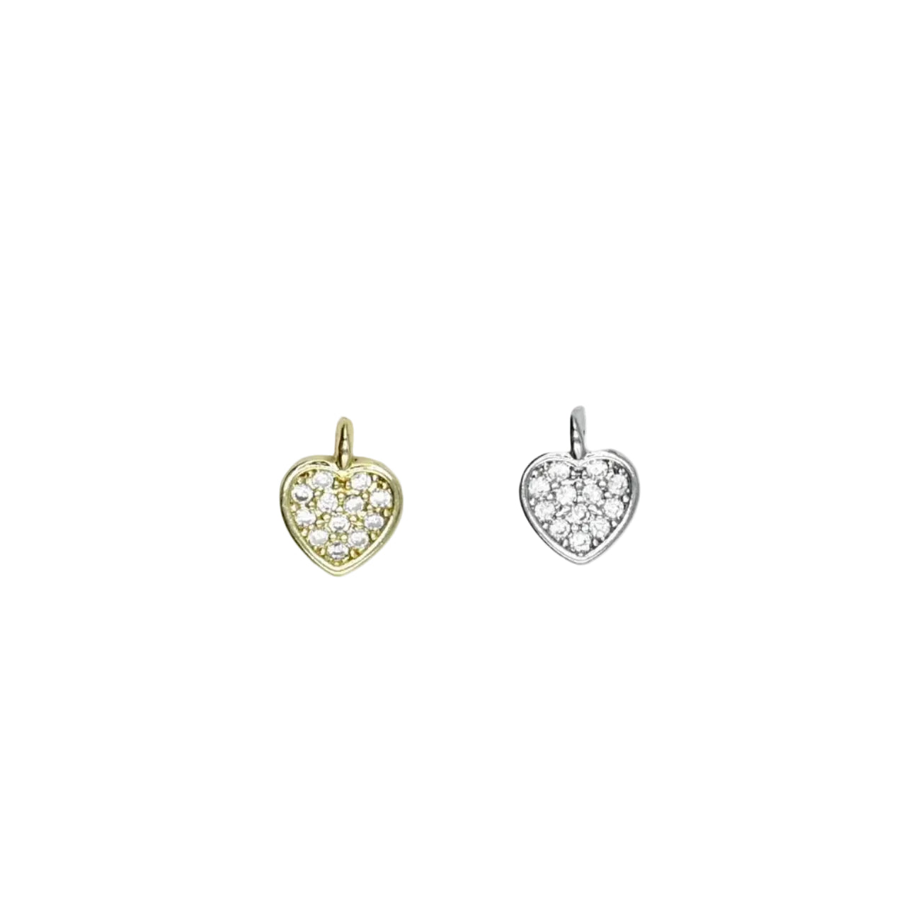 Mini Crystal Heart Charm Pendant 18K Gold Filled / Silver
