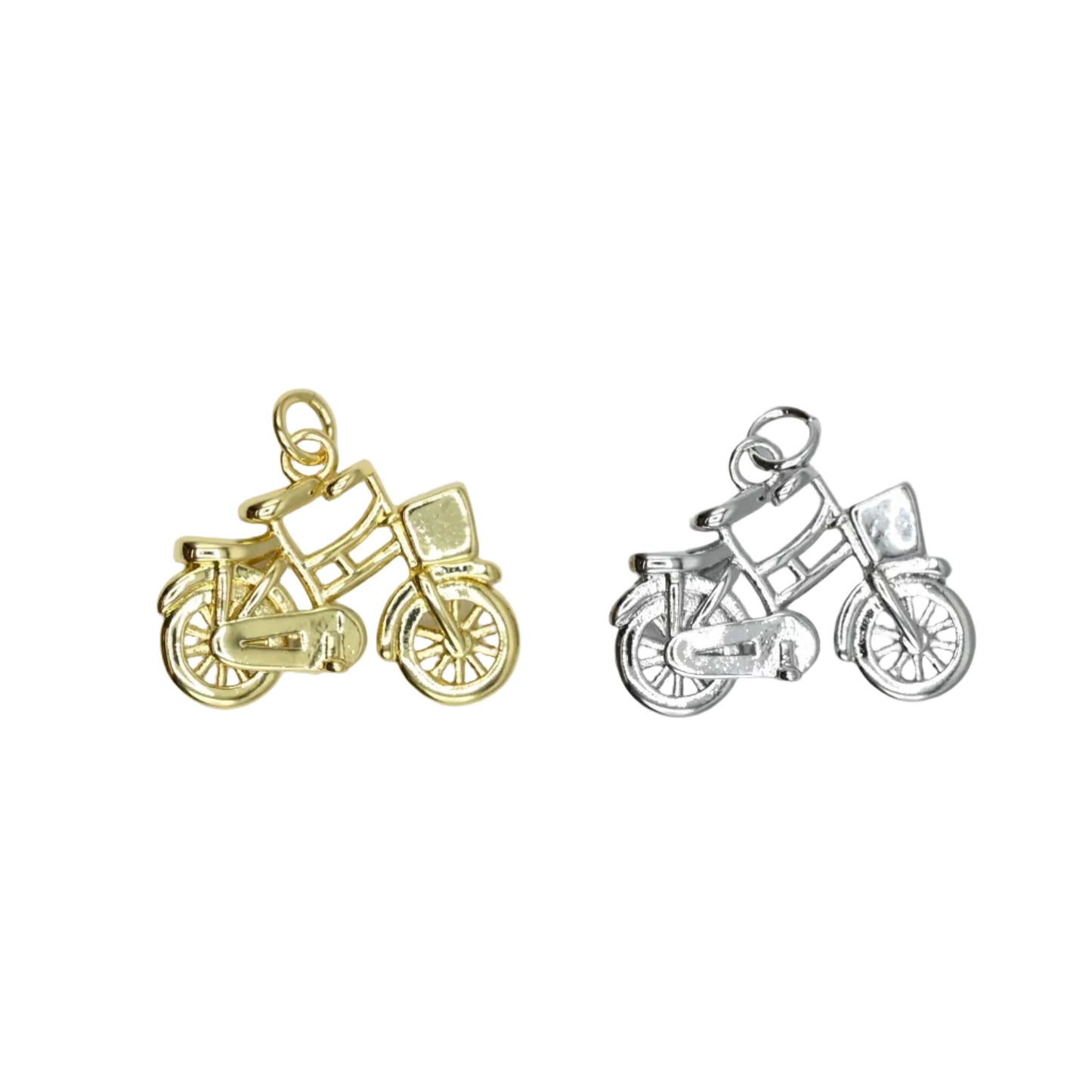 Bicycle Charm Pendant 18K Gold Filled & Silver
