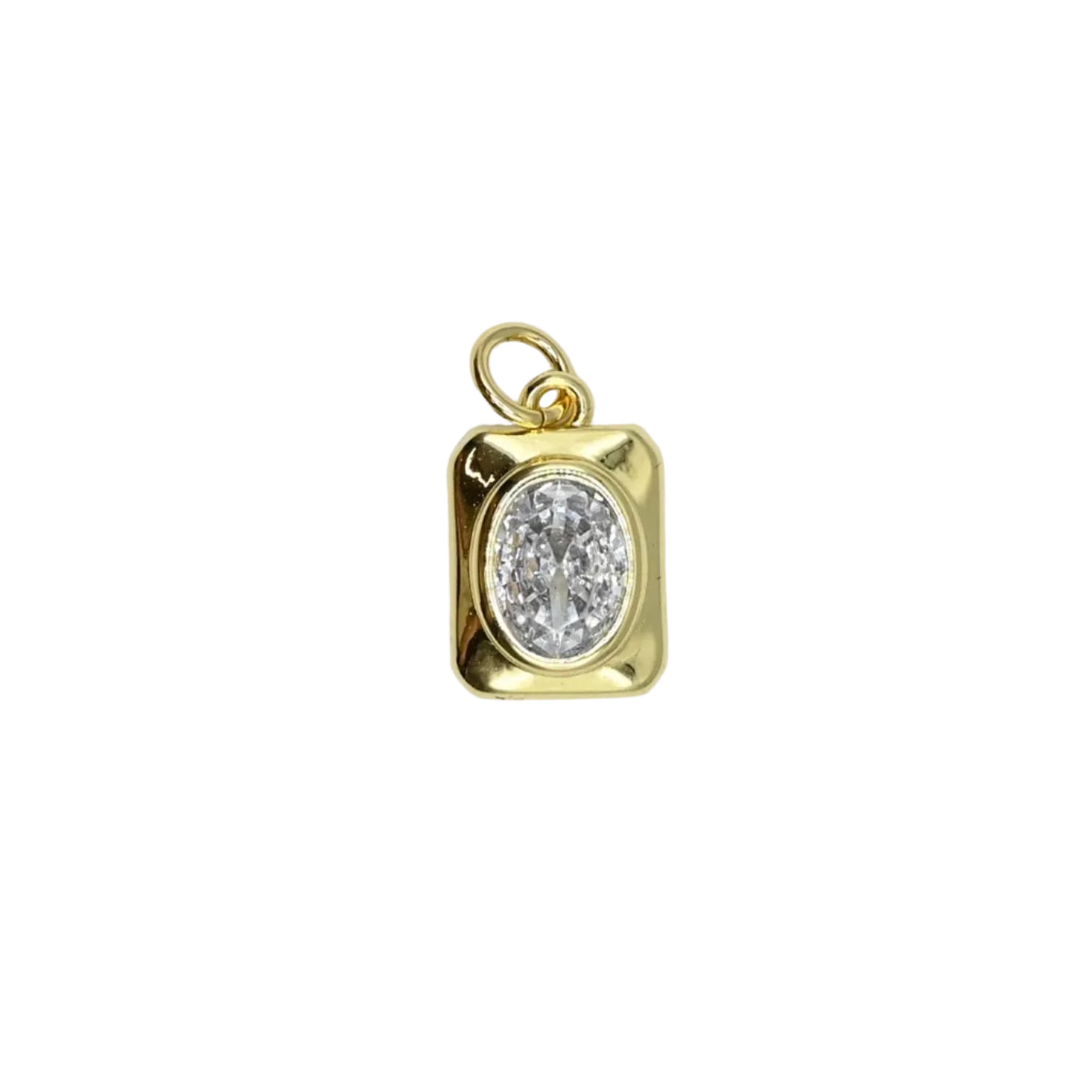 Radiant Crystal Tag Charm 18K Gold Filled