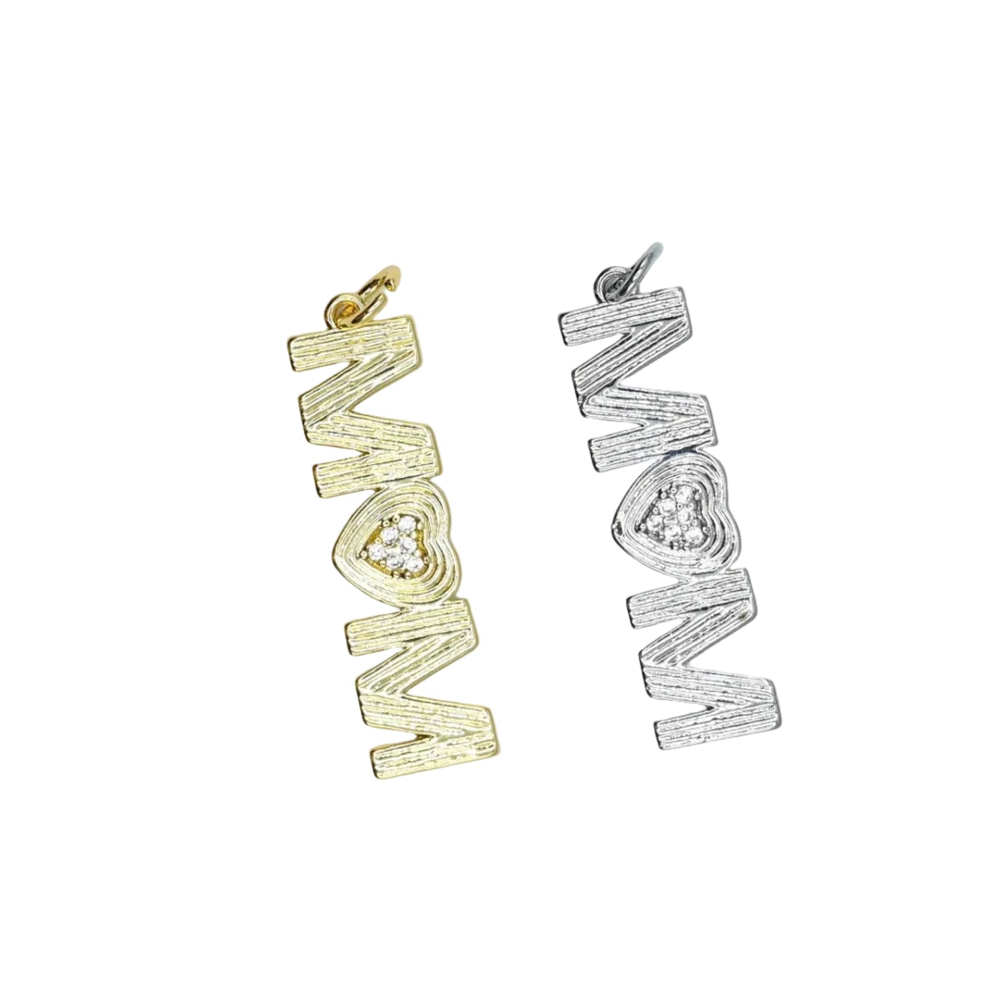 Mom Heart Charm Pendant 18K Gold Filled & Silver